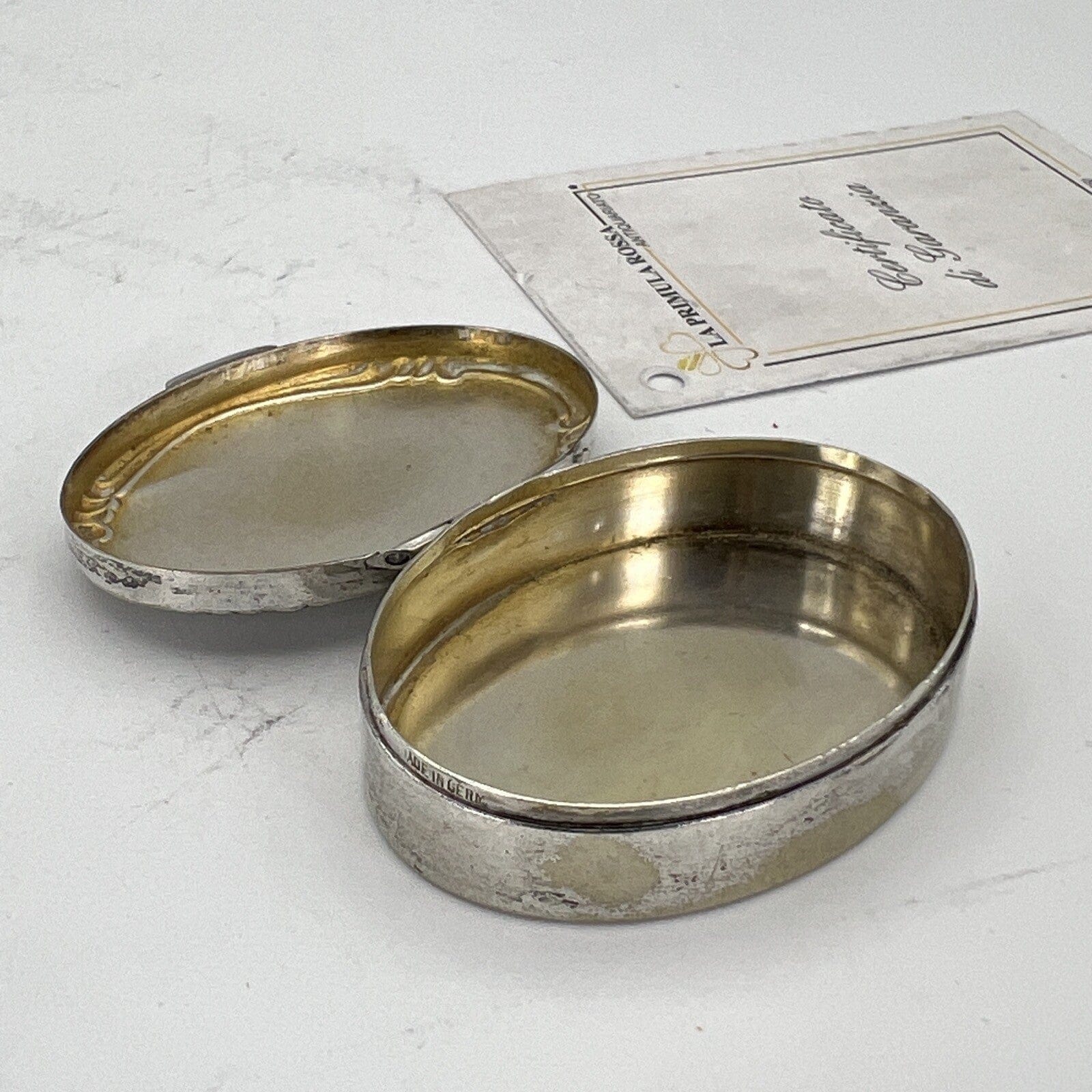 Portapillole vintage in Argento Silver plated Scatolina Porta anello Metallo Categoria  Sheffield & Argento