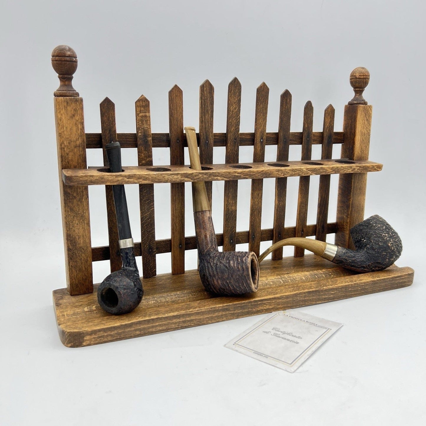 Portapipe antico in legno da tavolo 7  posti epoca 900 Stile Inglese anni 20 Categoria  Oggetti per fumatori