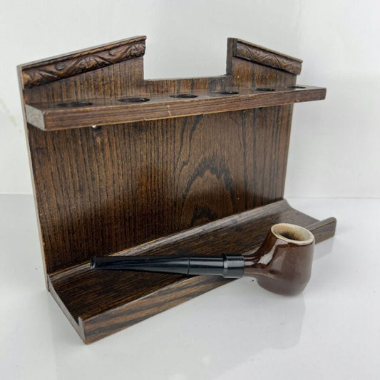 Portapipe antico in legno massello da tavolo o muro 6 posti Inglese epoca 900 Categoria  Oggetti per fumatori