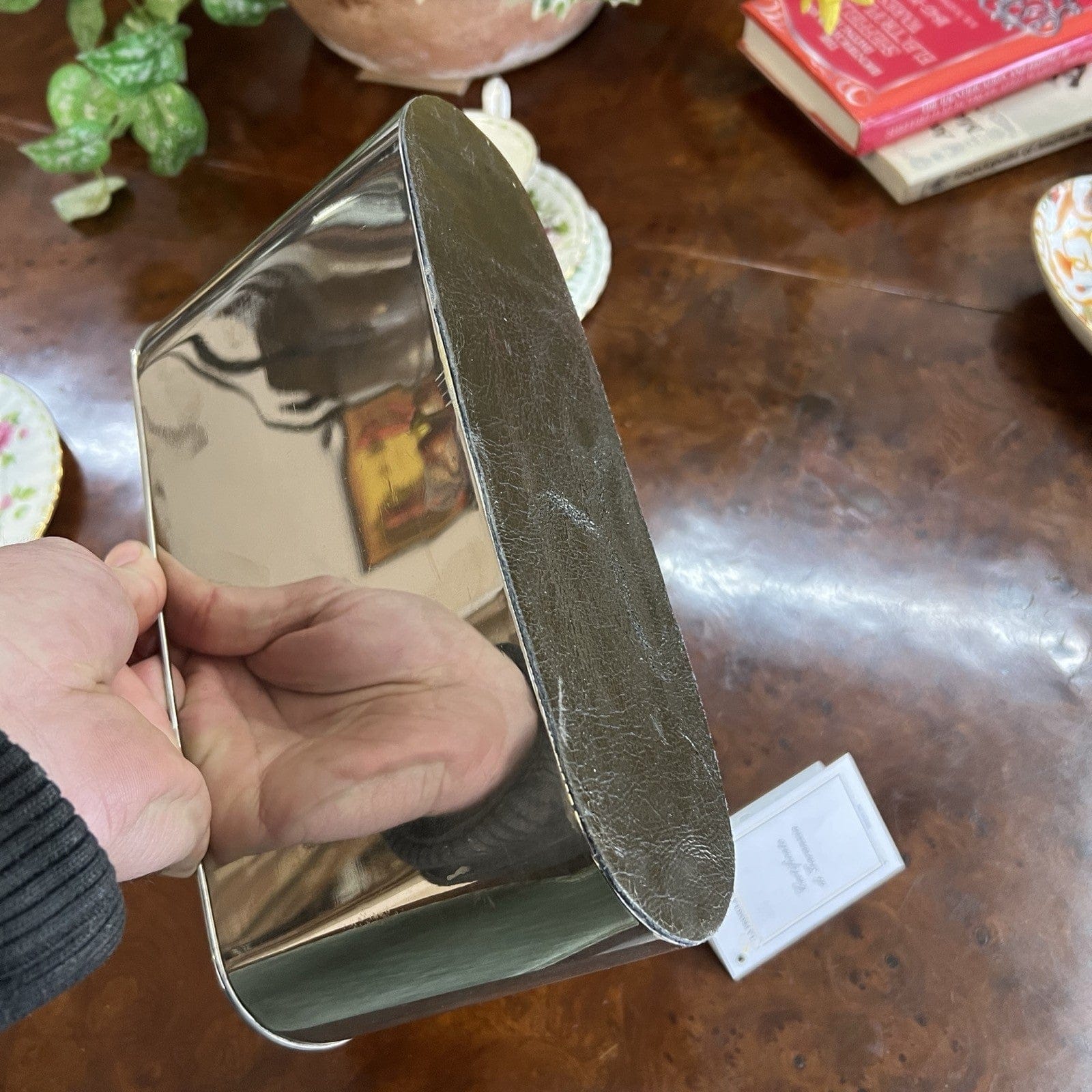 Portaposta Contenitore da per scrivania in argento sheffield silverplate Antico Categoria  Sheffield & Argento