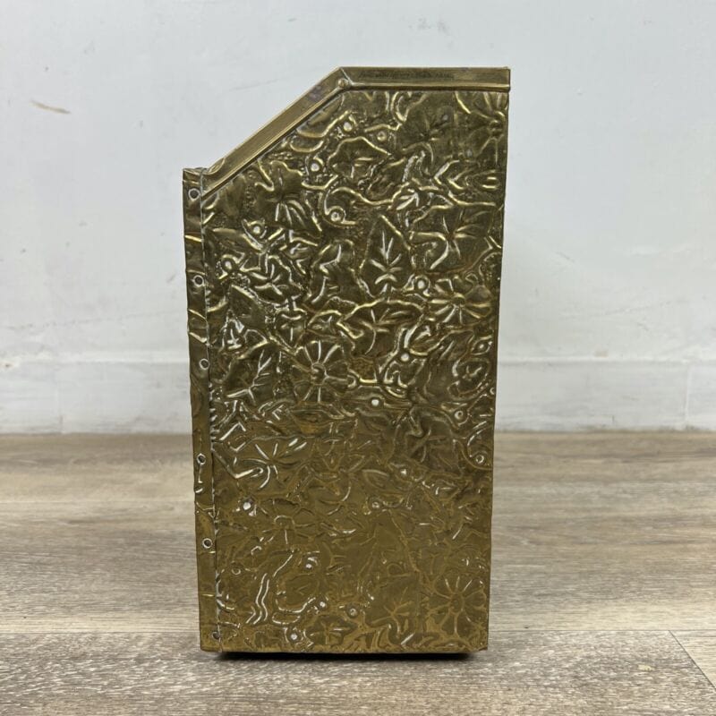 Portariviste antico in legno e ottone da terra vecchio porta giornali d'epoca Categoria  Ottone