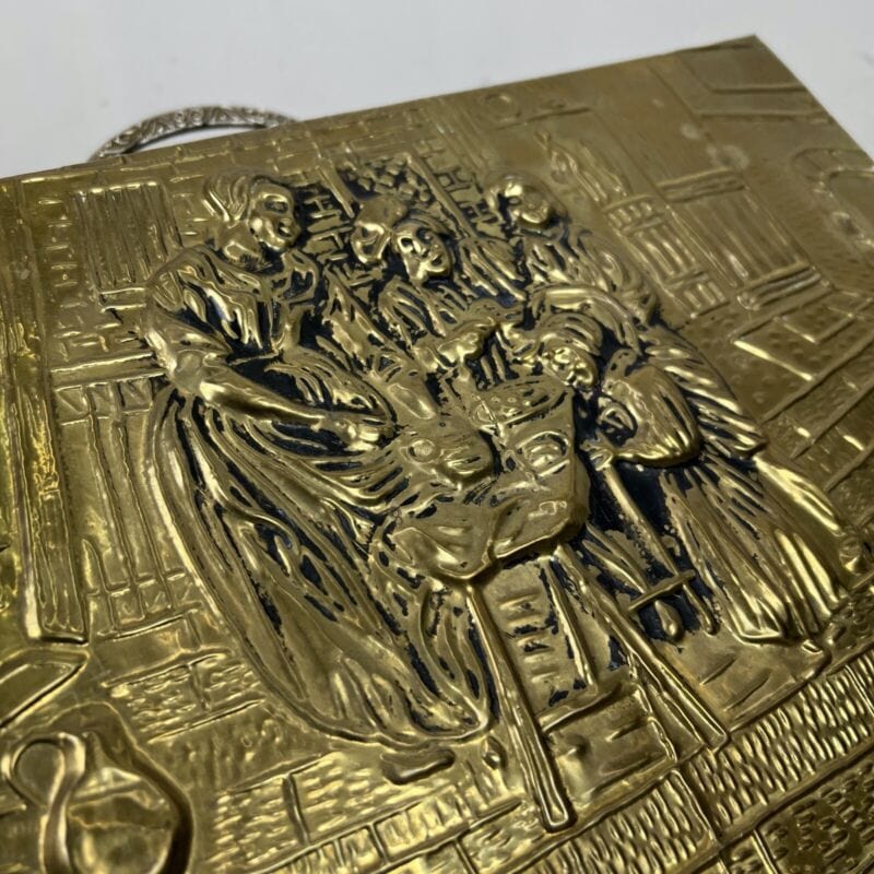 Portariviste antico in legno e ottone da terra vecchio porta giornali d'epoca Categoria  Ottone