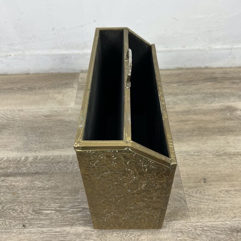 Portariviste antico in legno e ottone da terra vecchio porta giornali d'epoca Categoria  Ottone