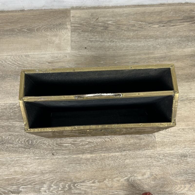 Portariviste antico in legno e ottone da terra vecchio porta giornali d'epoca Categoria  Ottone