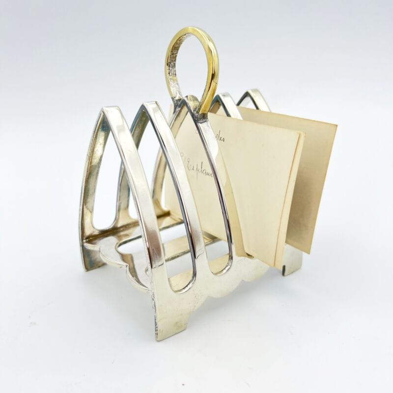 Portatovaglioli antico in silver plate portabiglietti da visita scrivania 1930 Categoria  Sheffield & Argento