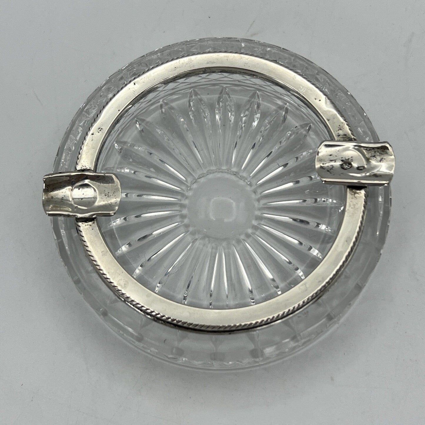 Posacenere portacenere antico in argento 800 vetro cristallo molato anni 40 Categoria  Sheffield & Argento