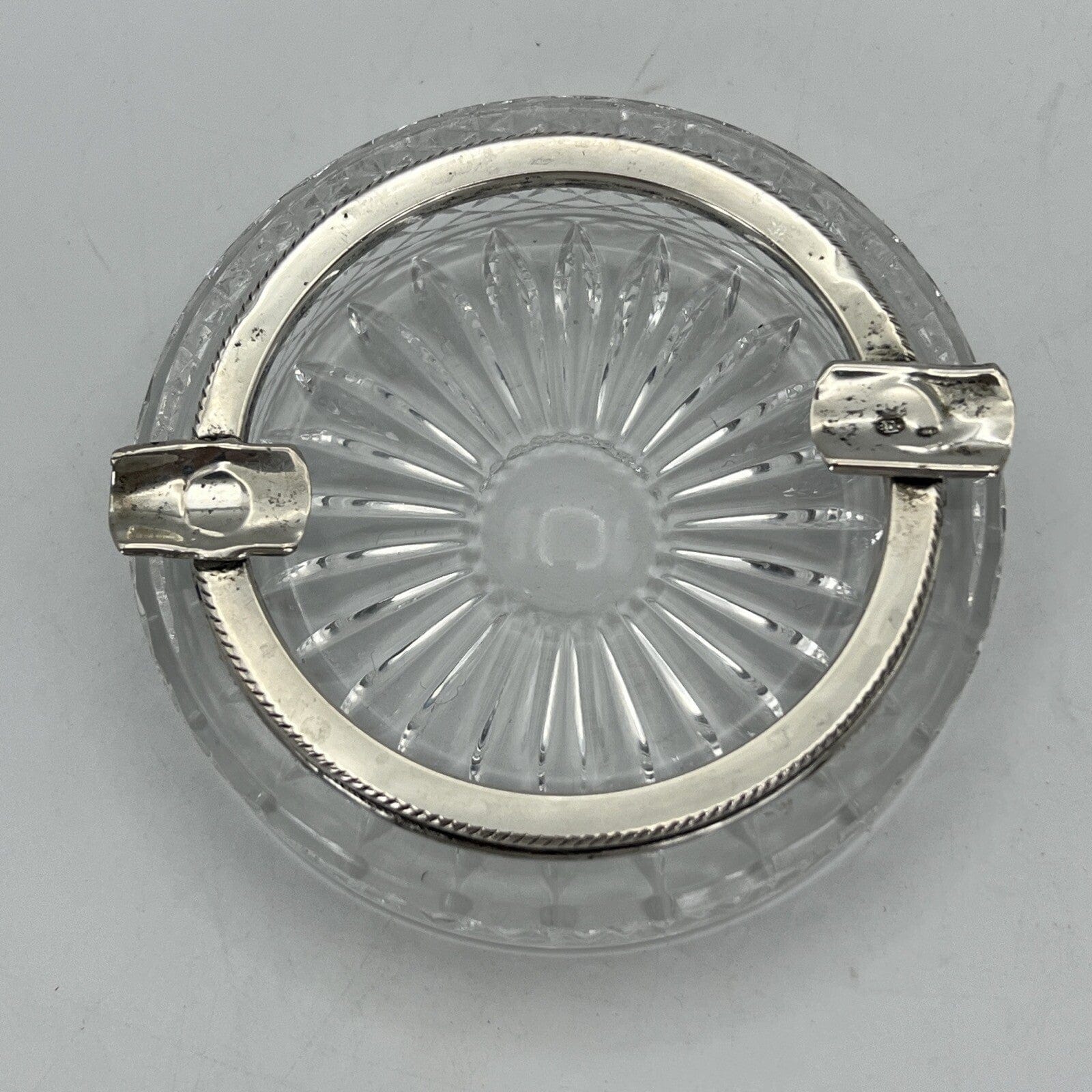 Posacenere portacenere antico in argento 800 vetro cristallo molato anni 40 Categoria  Sheffield & Argento