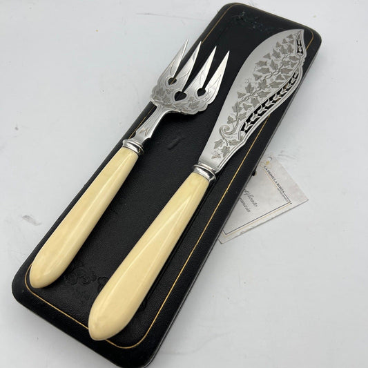 Posate Antiche set da tavola per pesce in Argento Sheffield '800 Silver Plated Categoria  Silver plated sheffield style