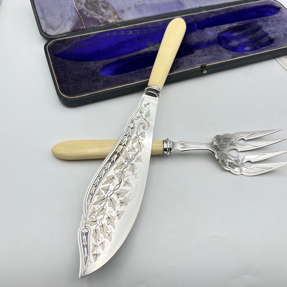 Posate Antiche set da tavola per pesce in Argento Sheffield '800 Silver Plated Categoria  Silver plated sheffield style