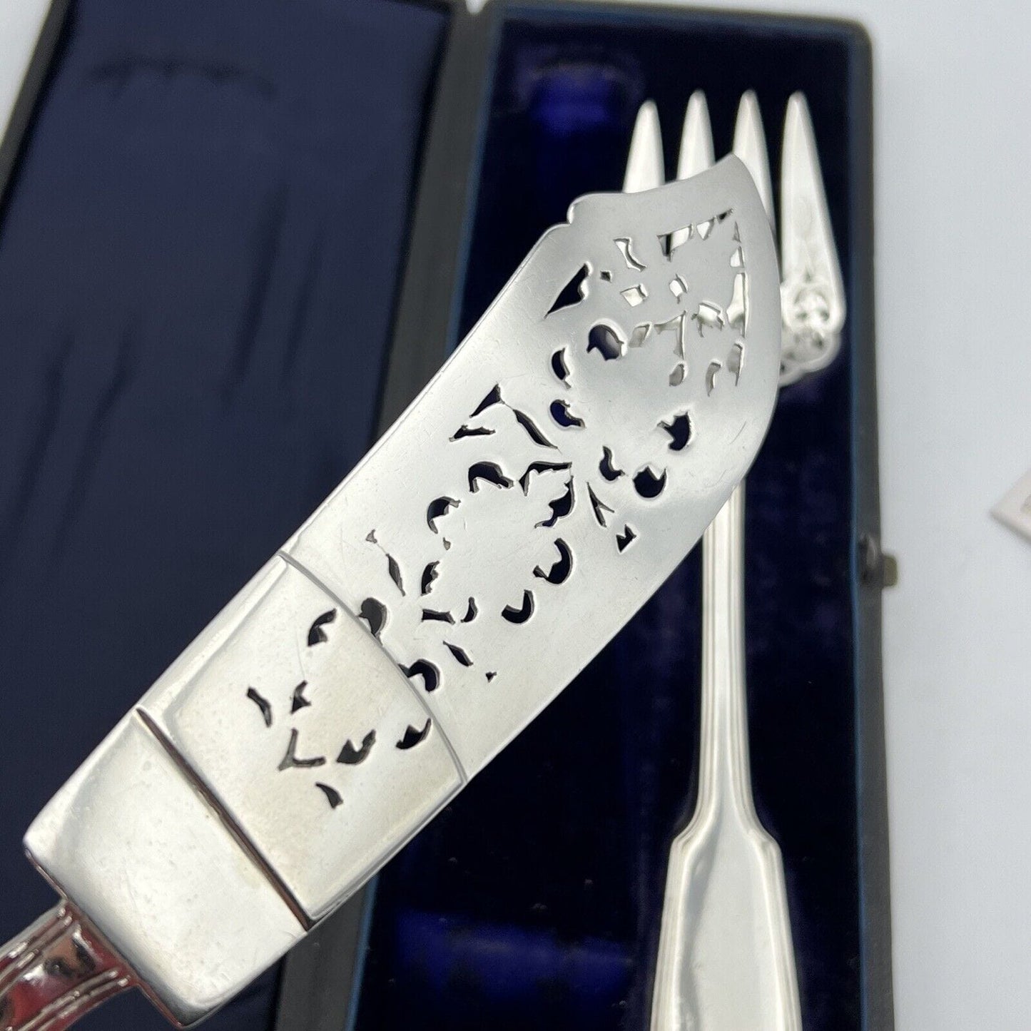 Posate Antiche set da tavola per pesce in argento sterling 925 inglese Anno 1855 Categoria  Sheffield & Argento