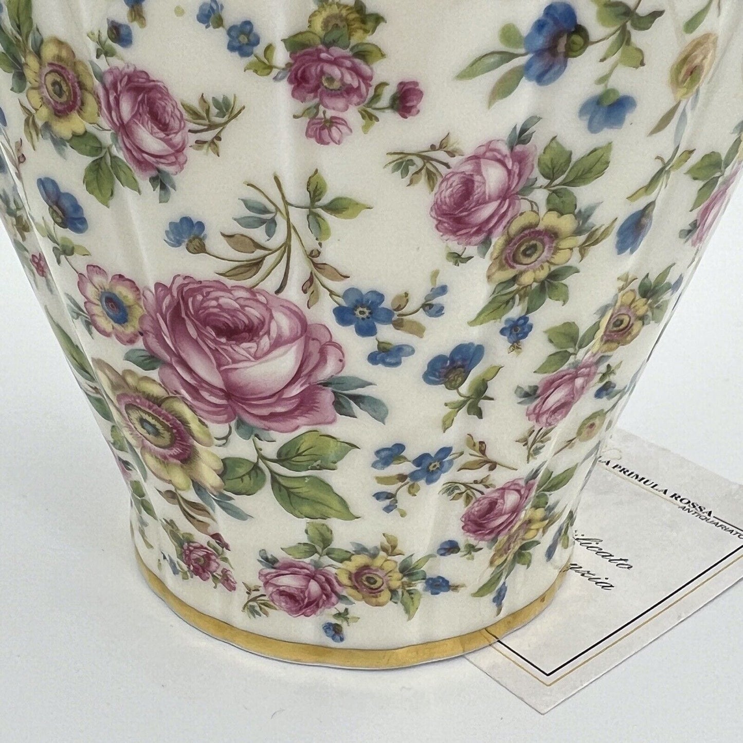 Potiche d'epoca in porcellana Bavaria vaso vintage decoro con rose fiori e oro Categoria  Vasi e Portafiori