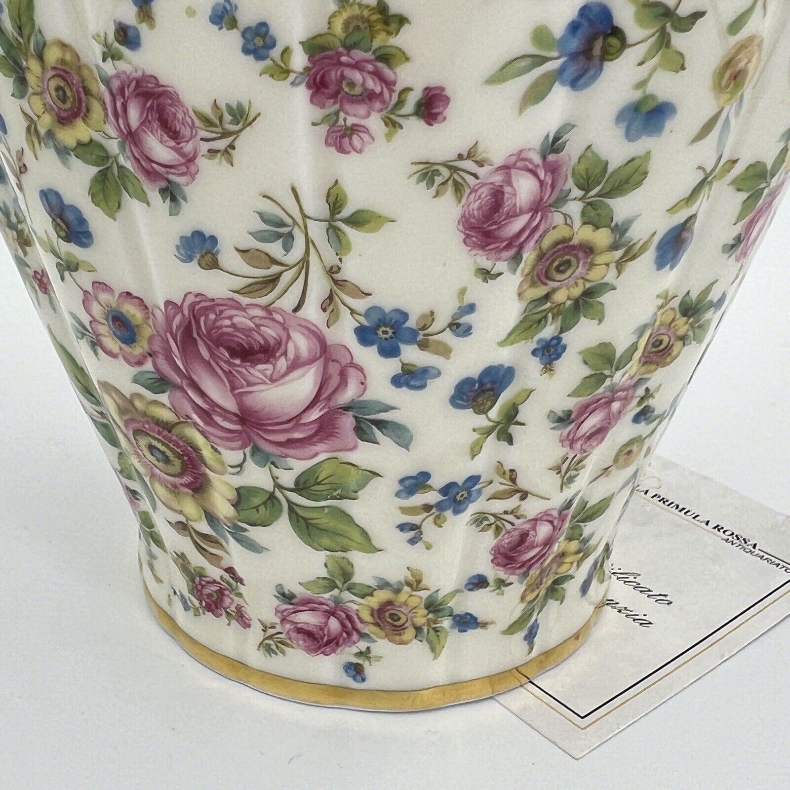 Potiche d'epoca in porcellana Bavaria vaso vintage decoro con rose fiori e oro Categoria  Vasi e Portafiori