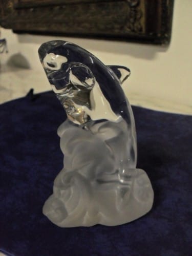 PREZIOSO DELFINO IN CRISTALLO  FERMACARTE  H CM 11 - VINTAGE CRYSTAL DOLPHIN Categoria  Vetri e Cristalli