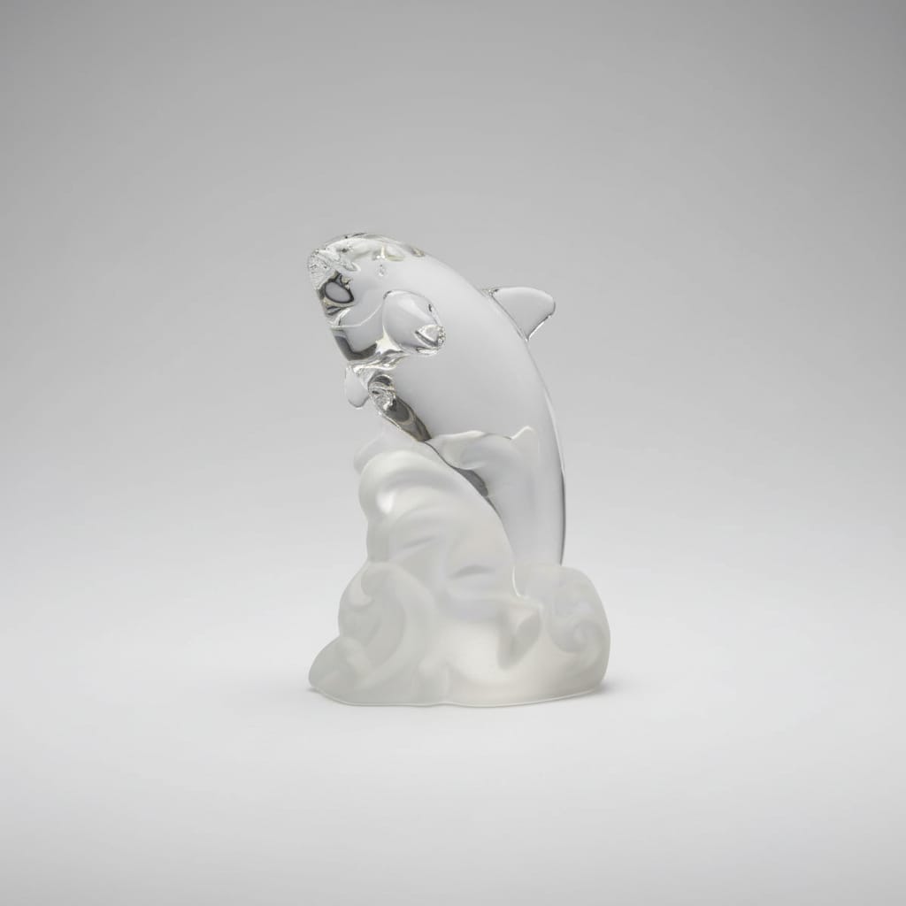 PREZIOSO DELFINO IN CRISTALLO  FERMACARTE  H CM 11 - VINTAGE CRYSTAL DOLPHIN Categoria  Vetri e Cristalli
