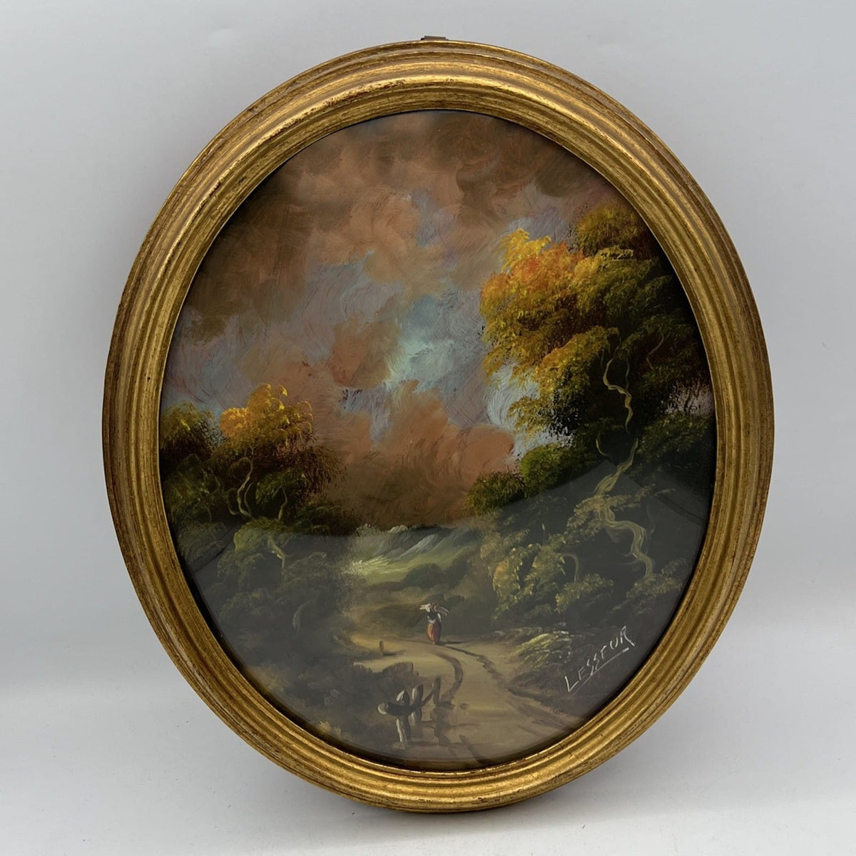 Quadretto Ovale  Antico Quadro ad olio dipinto su rame con cornice oro epoca 900 Categoria  Quadri