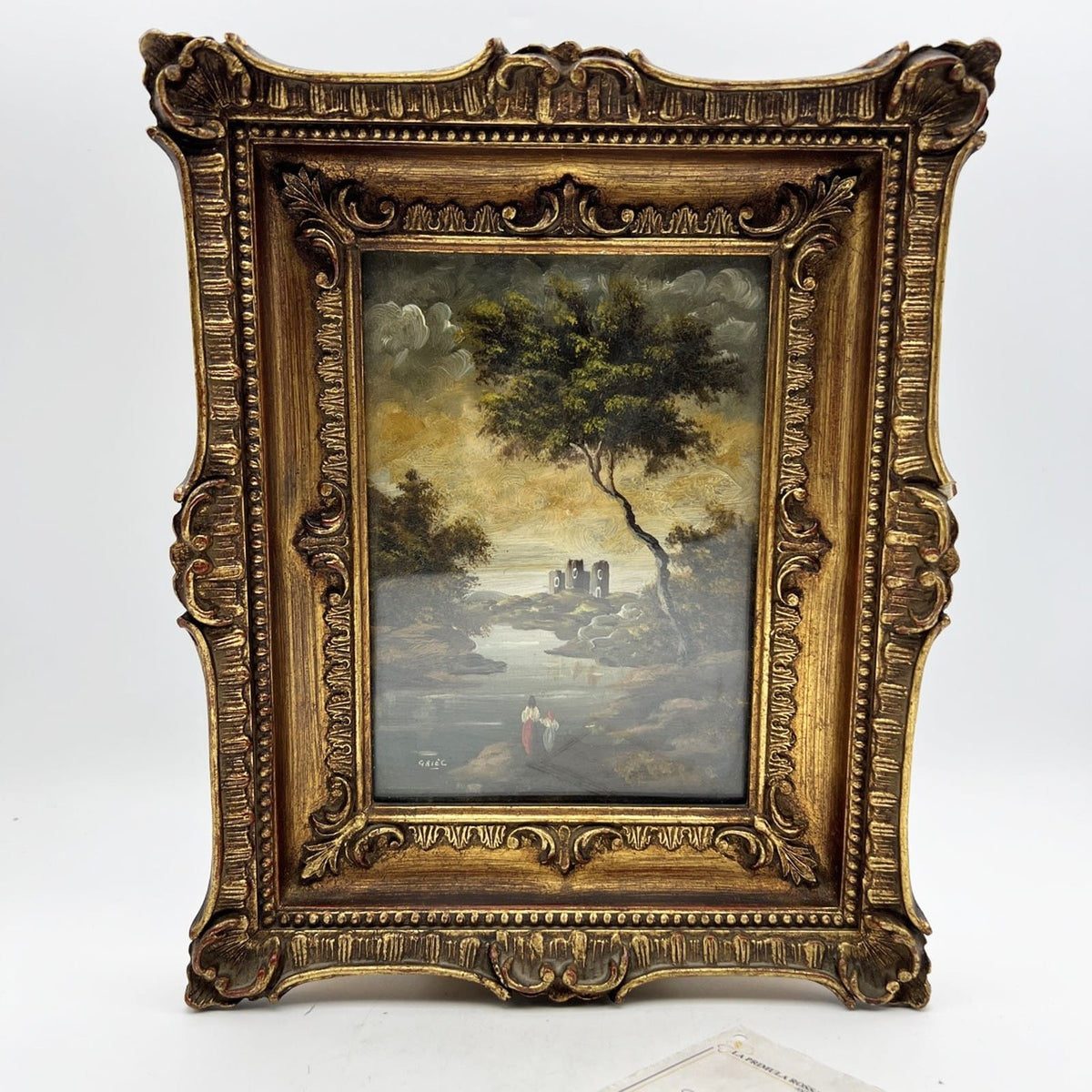 Quadro antico dipinto a olio firmato quadretto con cornice oro stile Fiorentino Categoria  Quadri