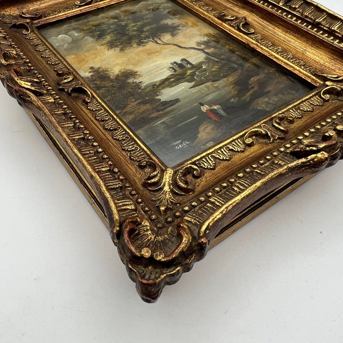 Quadro antico dipinto a olio firmato quadretto con cornice oro stile Fiorentino Categoria  Quadri
