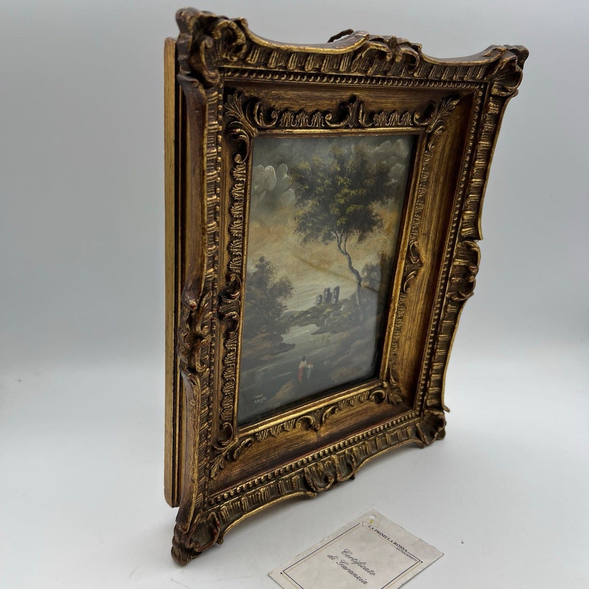 Quadro antico dipinto a olio firmato quadretto con cornice oro stile Fiorentino Categoria  Quadri