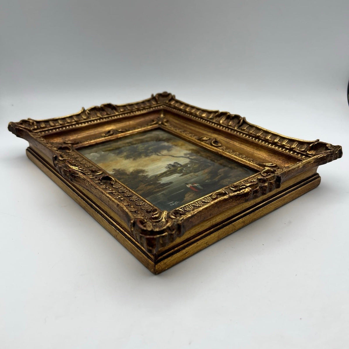Quadro antico dipinto a olio firmato quadretto con cornice oro stile Fiorentino Categoria  Quadri