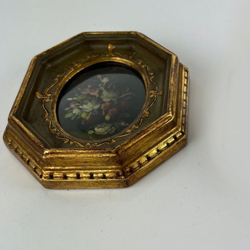 Quadro antico dipinto a olio quadretto con fiori cornice oro stile fiorentino Categoria  Quadri