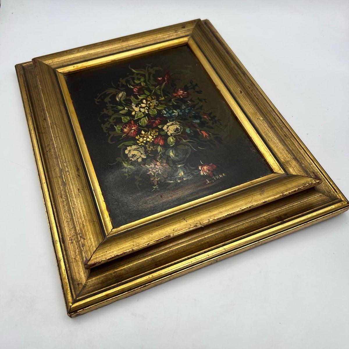 Quadro Antico dipinto a olio quadretto fiori cornice oro natura morta firmato Categoria  Quadri