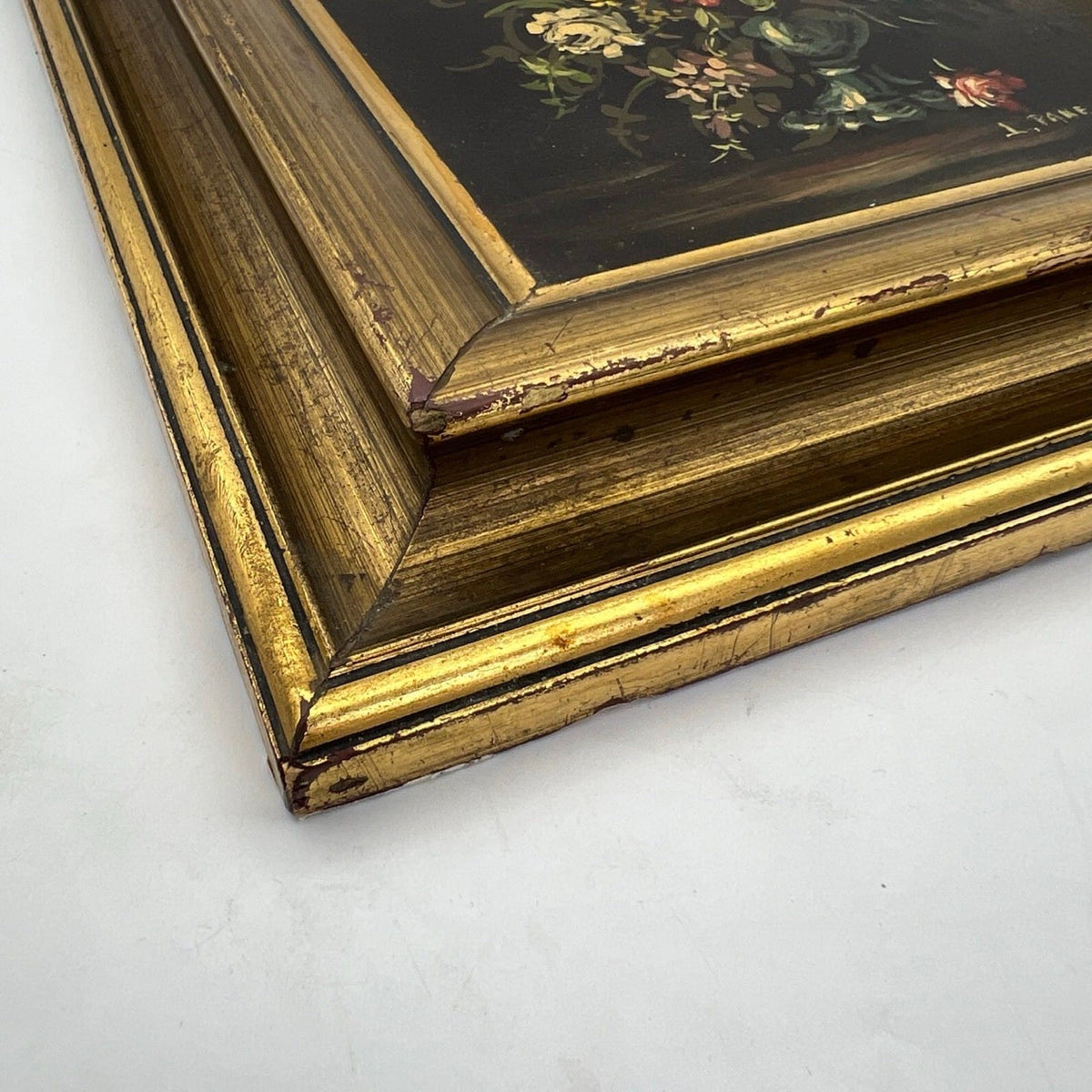 Quadro Antico dipinto a olio quadretto fiori cornice oro natura morta firmato Categoria  Quadri