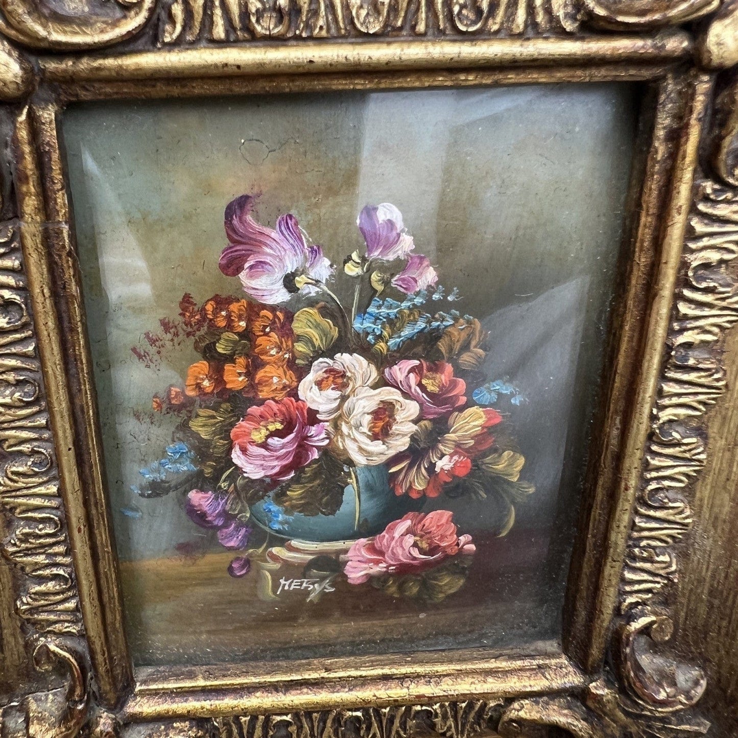 Quadro Antico dipinto a olio su rame Quadretto con cornice oro in stile barocco Categoria  Quadri