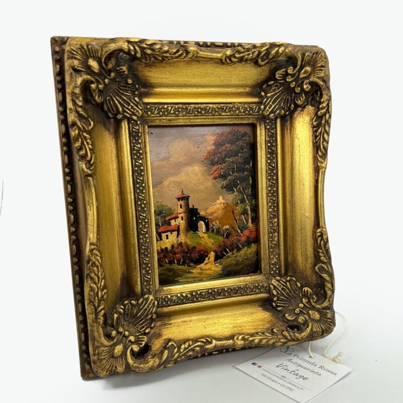 Quadro Antico dipinto a olio su rame Quadretto con cornice oro in stile barocco Categoria  Quadri