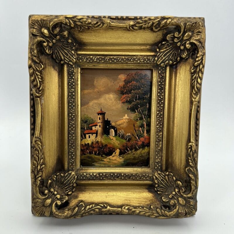 Quadro Antico dipinto a olio su rame Quadretto con cornice oro in stile barocco Categoria  Quadri