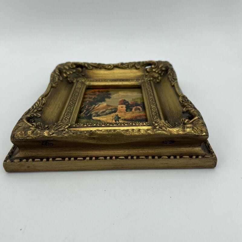 Quadro antico dipinto a olio su rame quadretto cornice oro stile barocco firmato Categoria  Quadri