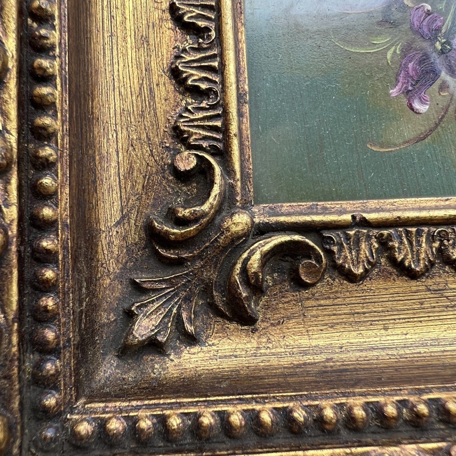 Quadro Antico dipinto Fiori a olio su rame Quadretto con cornice oro Firmato Categoria  Quadri
