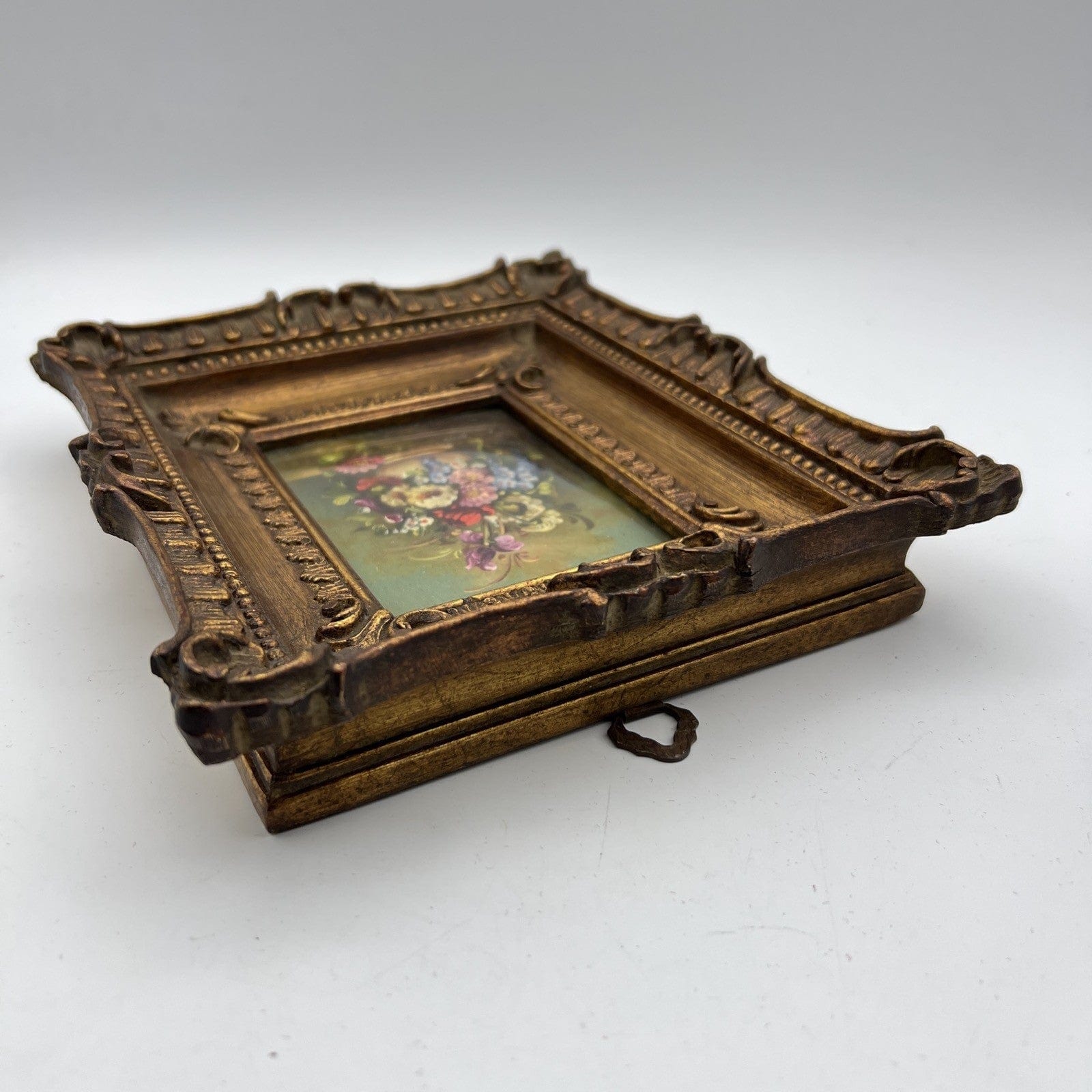 Quadro Antico dipinto Fiori a olio su rame Quadretto con cornice oro Firmato Categoria  Quadri