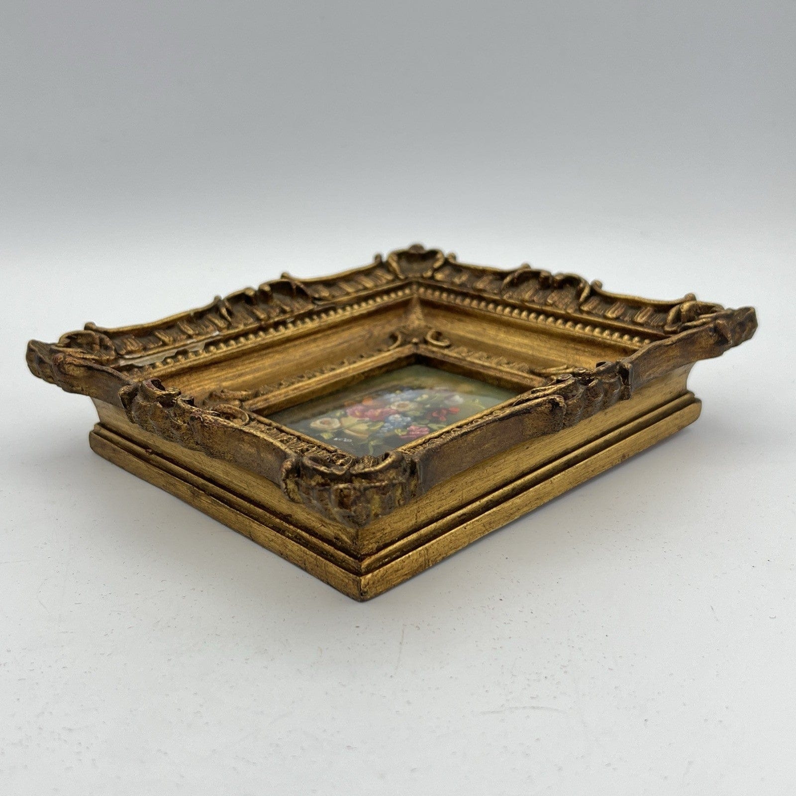 Quadro Antico dipinto Fiori a olio su rame Quadretto con cornice oro Firmato Categoria  Quadri