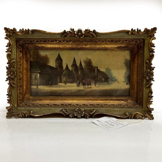 Quadro antico olio su tela 800 dipinto Francese quadretto con cornice in legno Categoria  Quadri