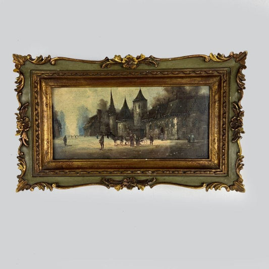 Quadro antico olio su tela 800 dipinto Francese quadretto con cornice in legno Y Categoria  Quadri