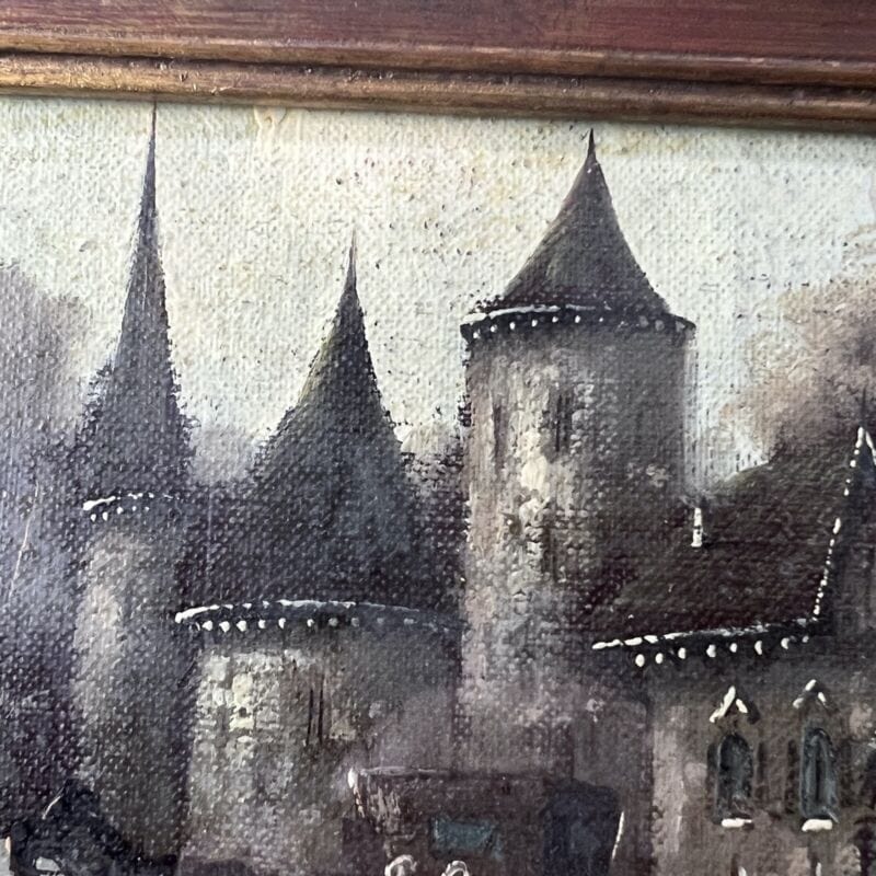 Quadro antico olio su tela 800 dipinto Francese quadretto con cornice in legno Y Categoria  Quadri