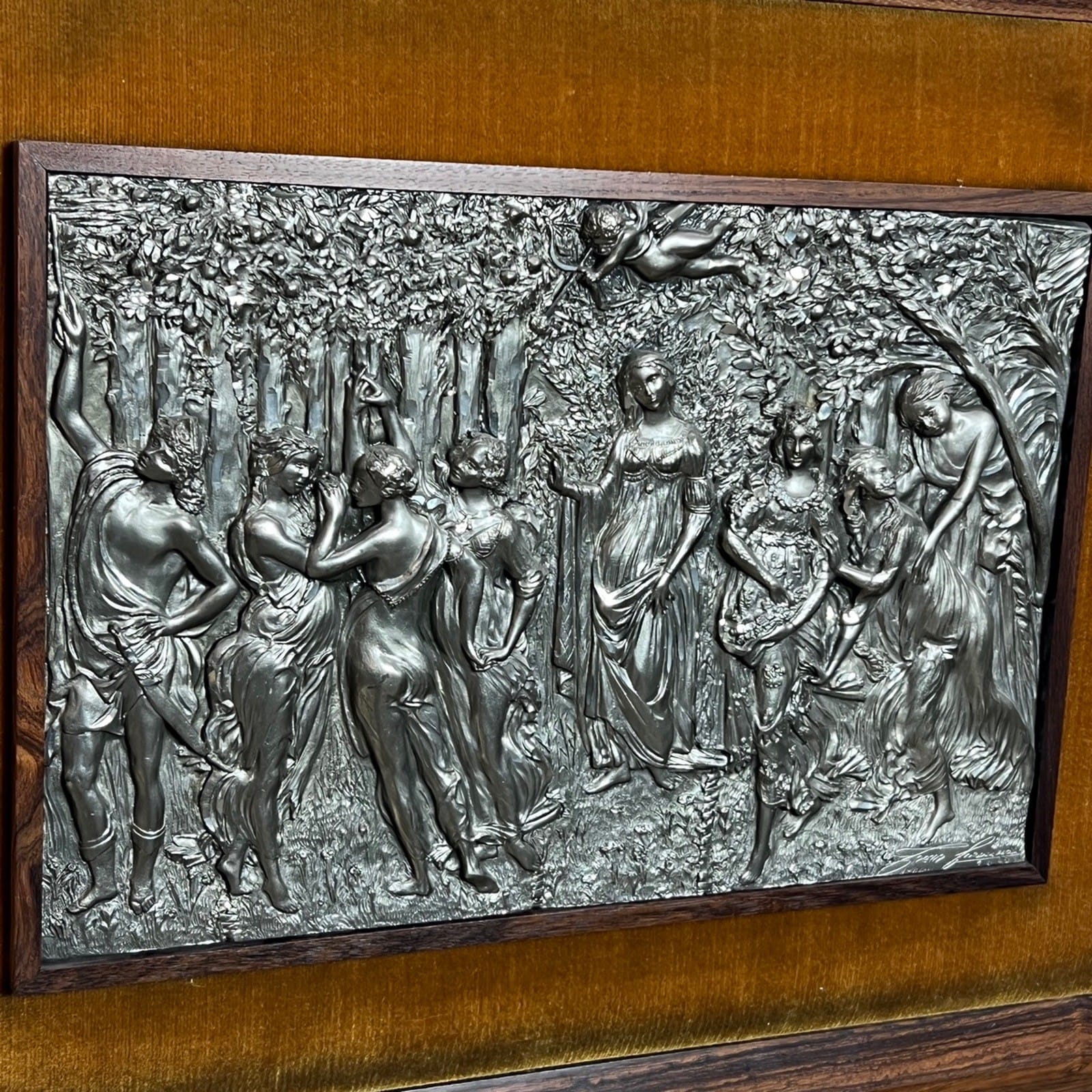 Quadro bassorilievo vintage in peltro da Collezione Artista Trezza Botticelli Categoria  Quadri