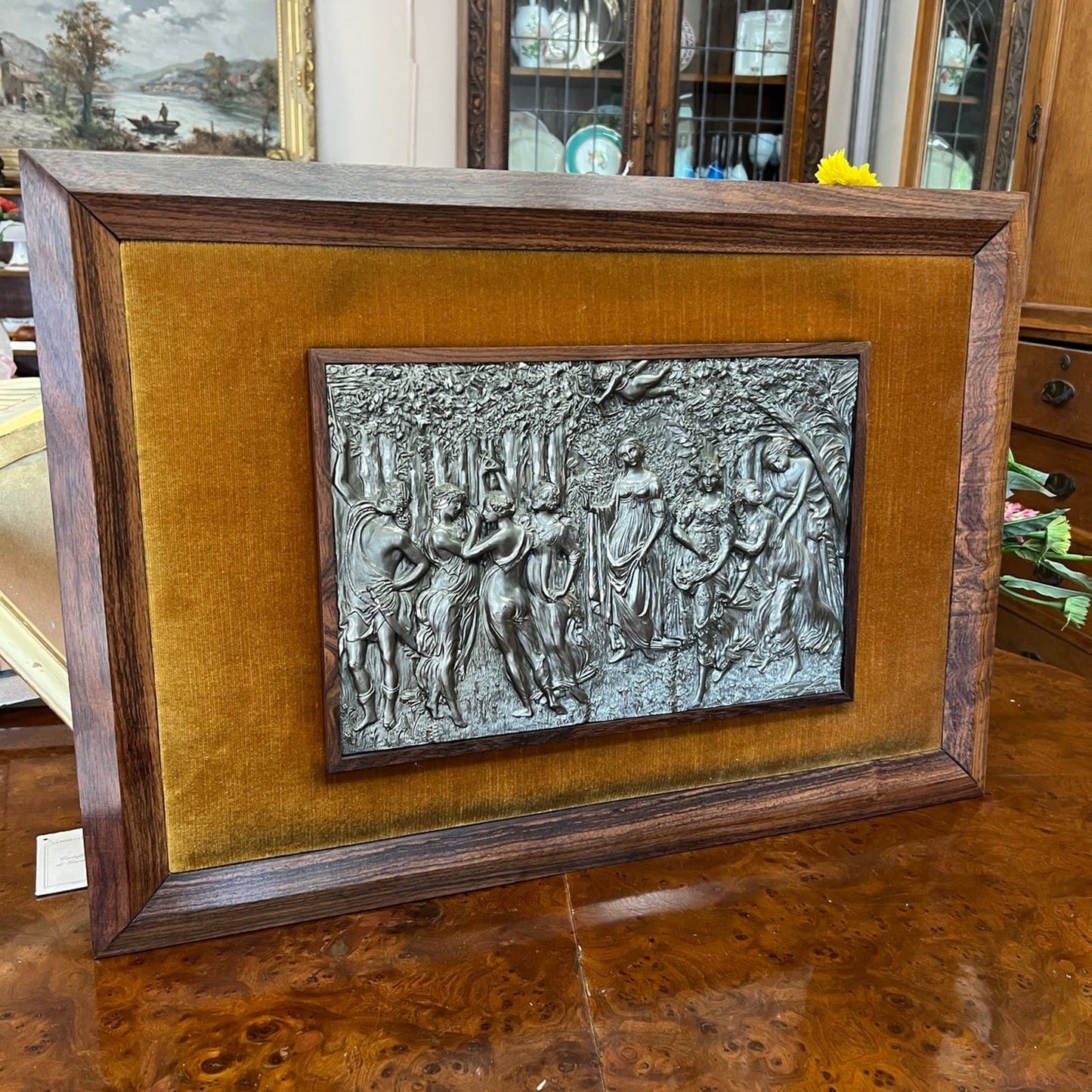 Quadro bassorilievo vintage in peltro da Collezione Artista Trezza Botticelli Categoria  Quadri