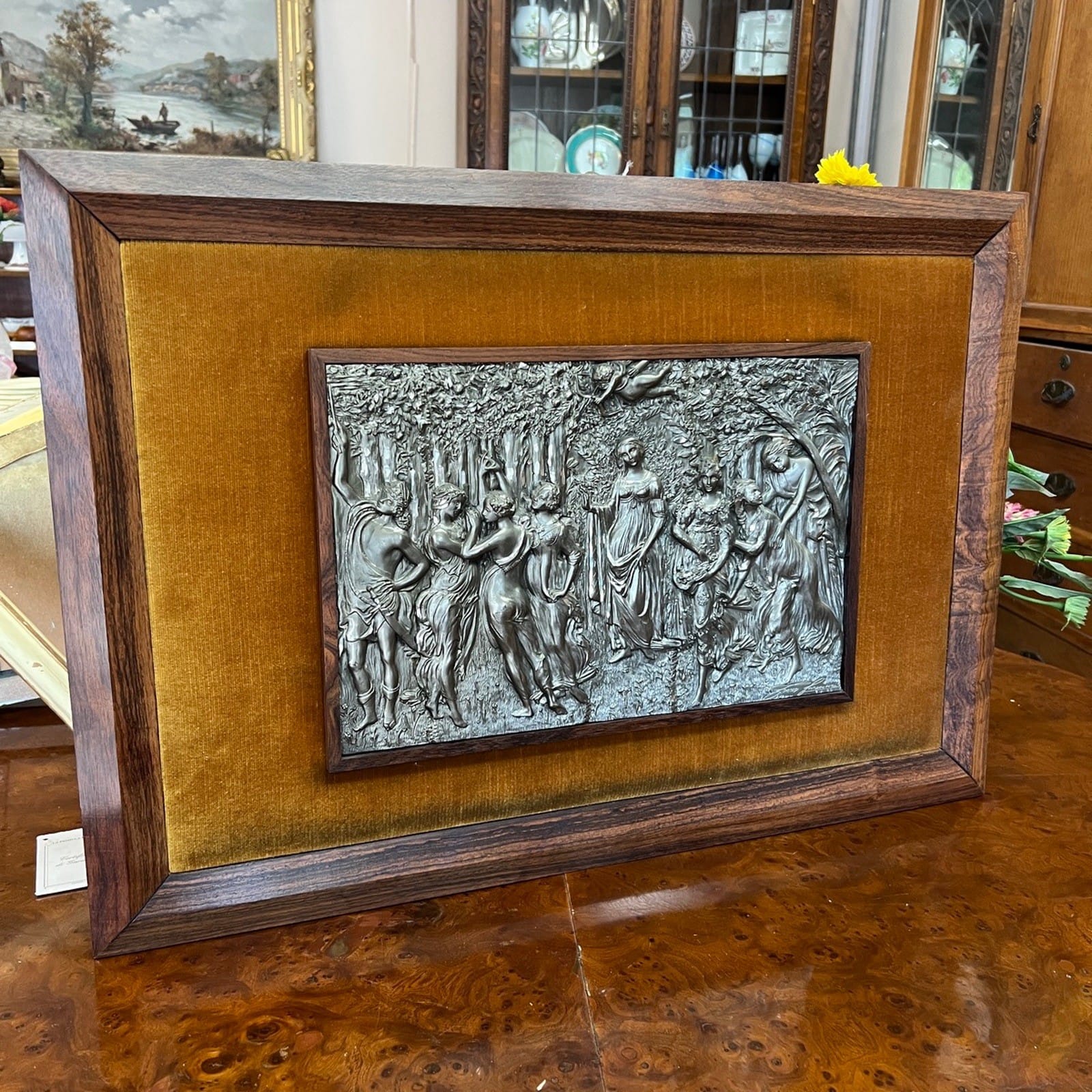Quadro bassorilievo vintage in peltro da Collezione Artista Trezza Botticelli Categoria  Quadri