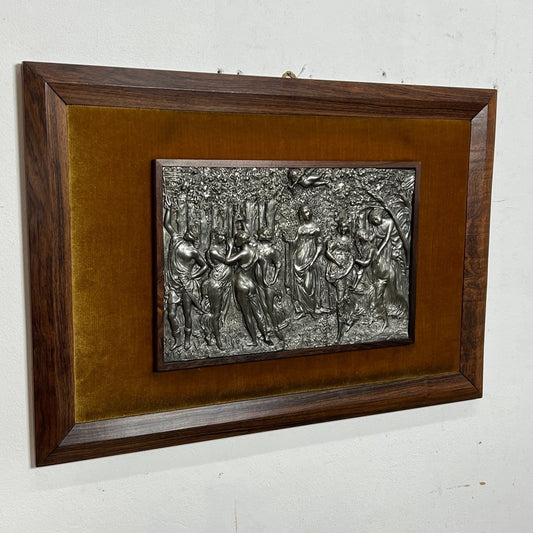 Quadro bassorilievo vintage in peltro da Collezione Artista Trezza Botticelli Categoria  Quadri
