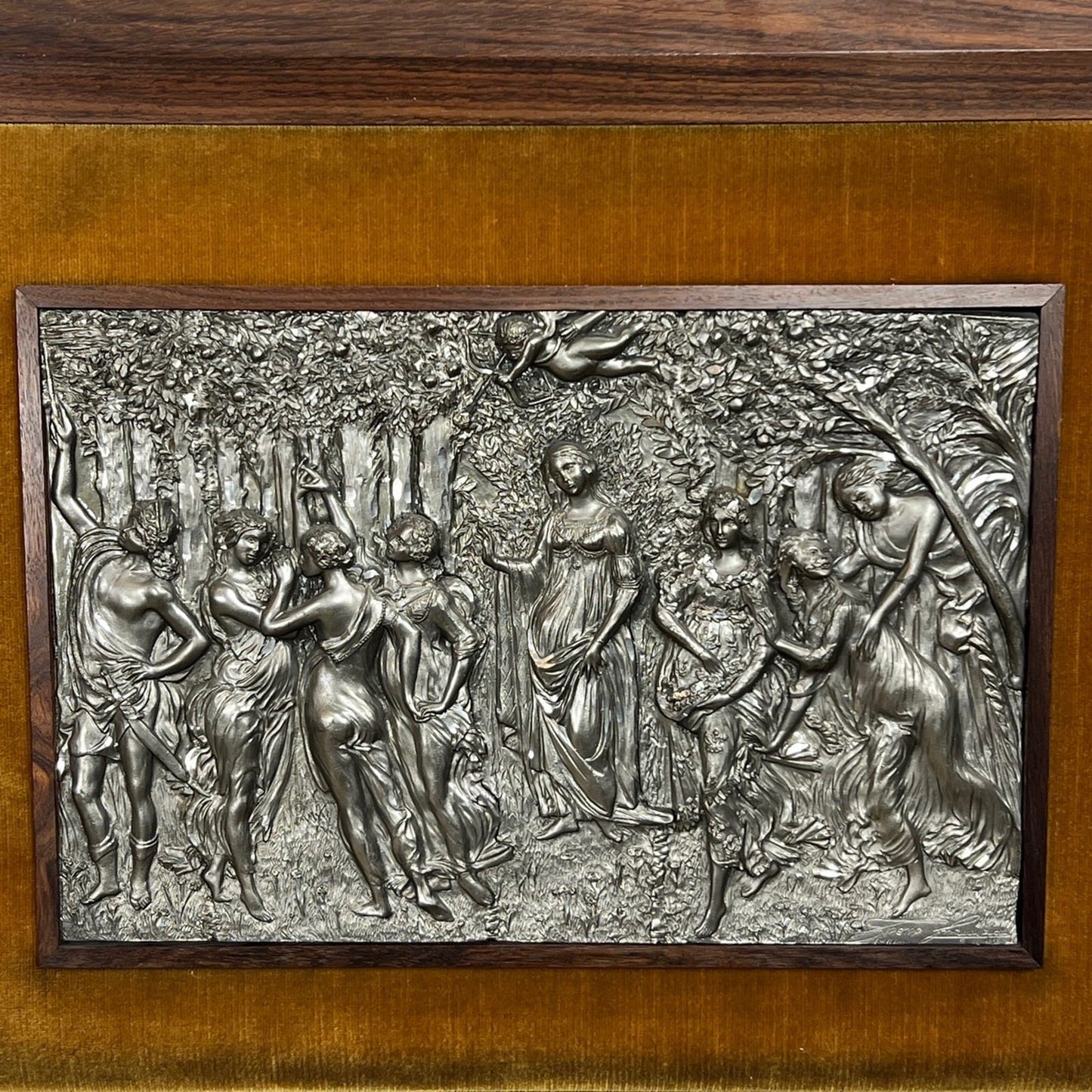 Quadro bassorilievo vintage in peltro da Collezione Artista Trezza Botticelli Categoria  Quadri