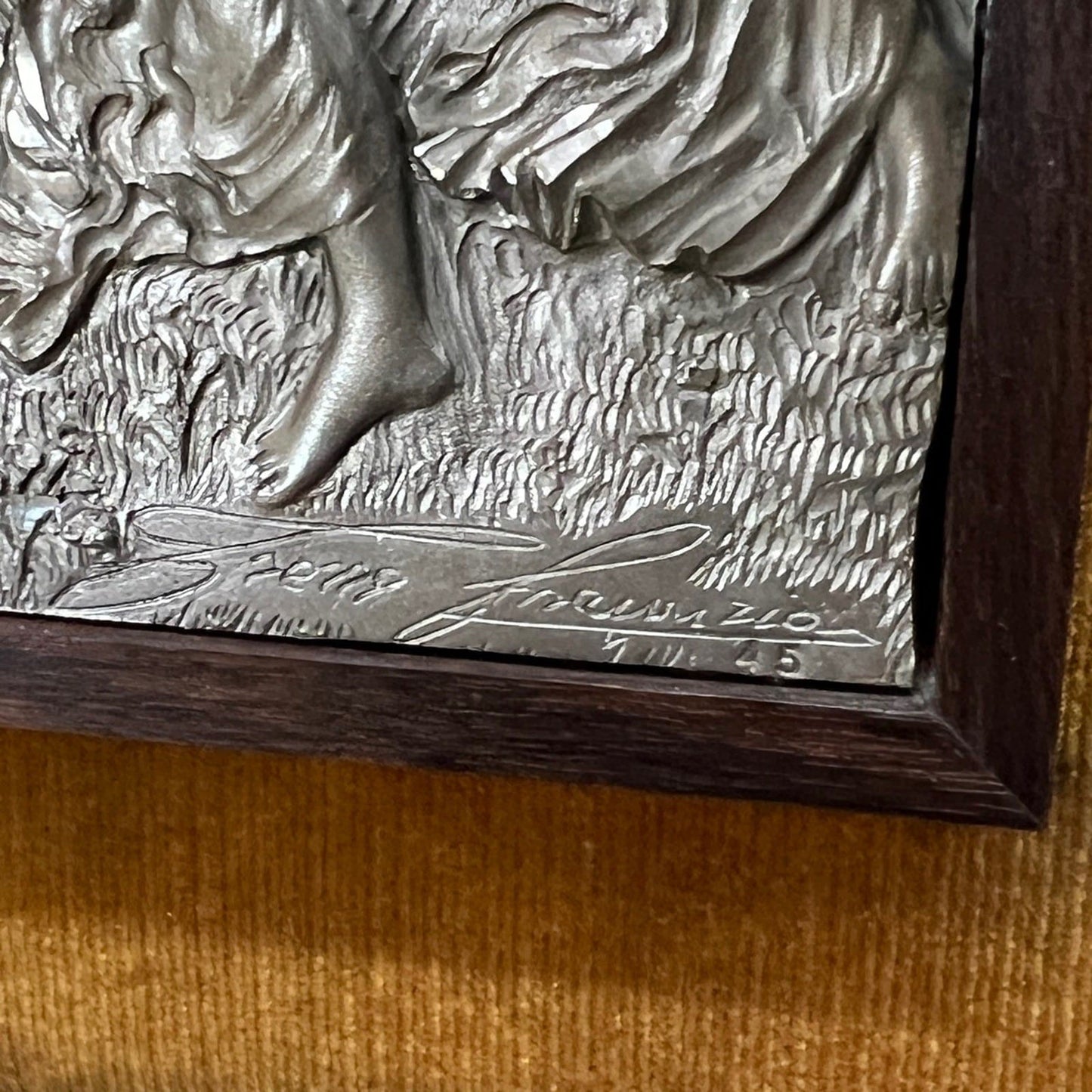 Quadro bassorilievo vintage in peltro da Collezione Artista Trezza Botticelli Categoria  Quadri