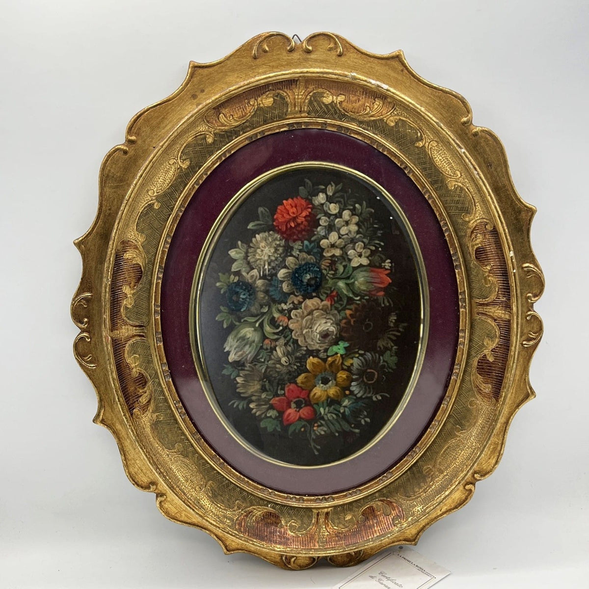 Quadro Dipinto a olio firmato natura morta con fiori cornice fiorentina '900 Categoria  Quadri