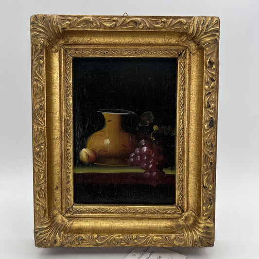 Quadro dipinto a olio natura morta quadretto stile antico barocco con cornice Categoria  Quadri