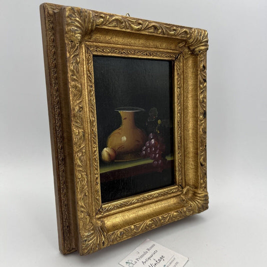 Quadro dipinto a olio natura morta quadretto stile antico barocco con cornice Categoria  Quadri