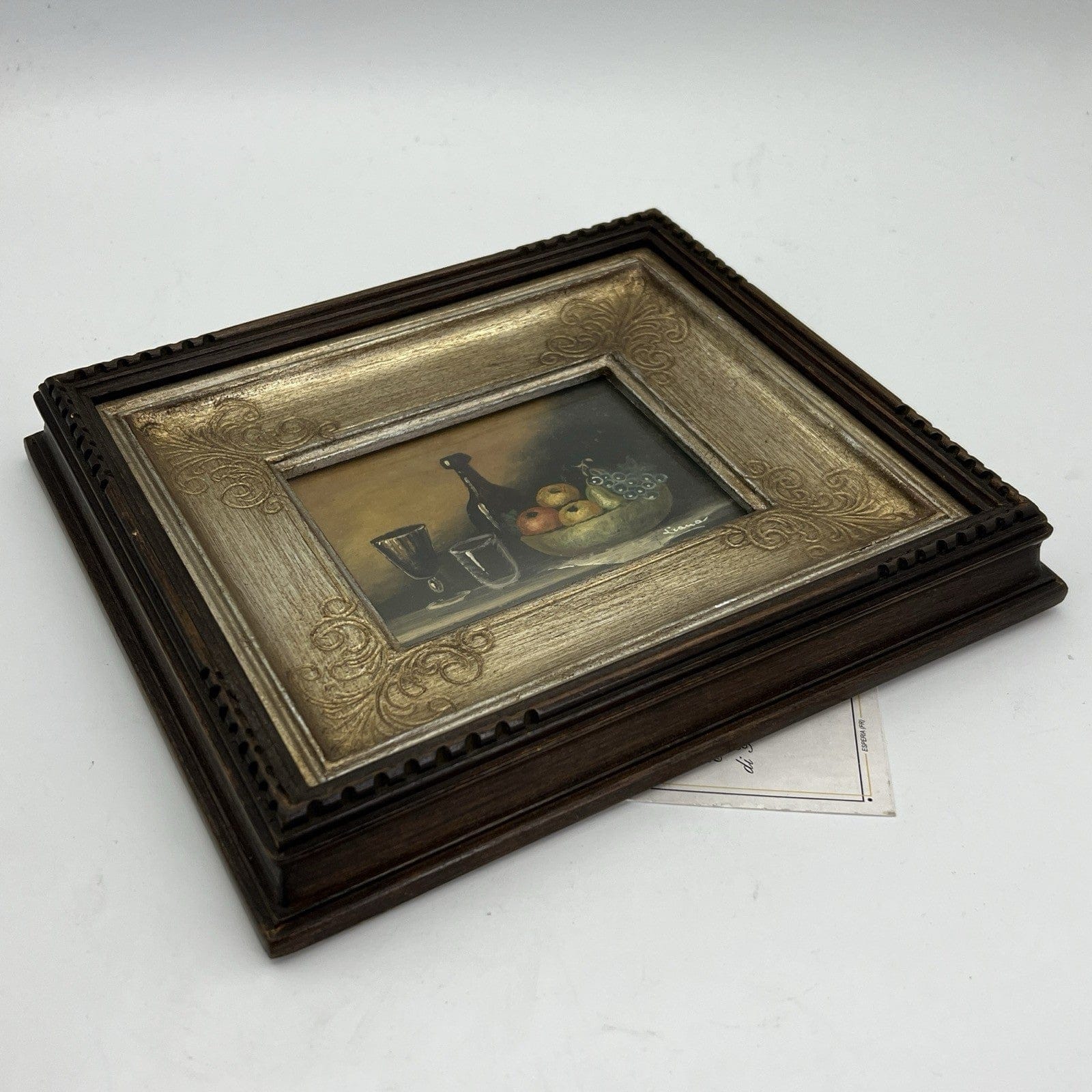 Quadro dipinto a olio natura morta quadretto stile antico con frutta Firmato 900 Categoria  Quadri