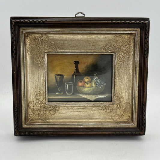 Quadro dipinto a olio natura morta quadretto stile antico con frutta Firmato 900 Categoria  Quadri