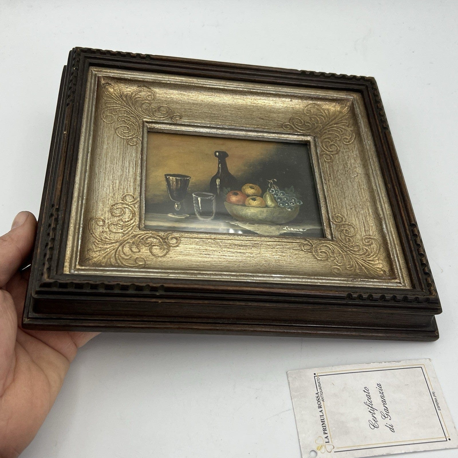 Quadro dipinto a olio natura morta quadretto stile antico con frutta Firmato 900 Categoria  Quadri