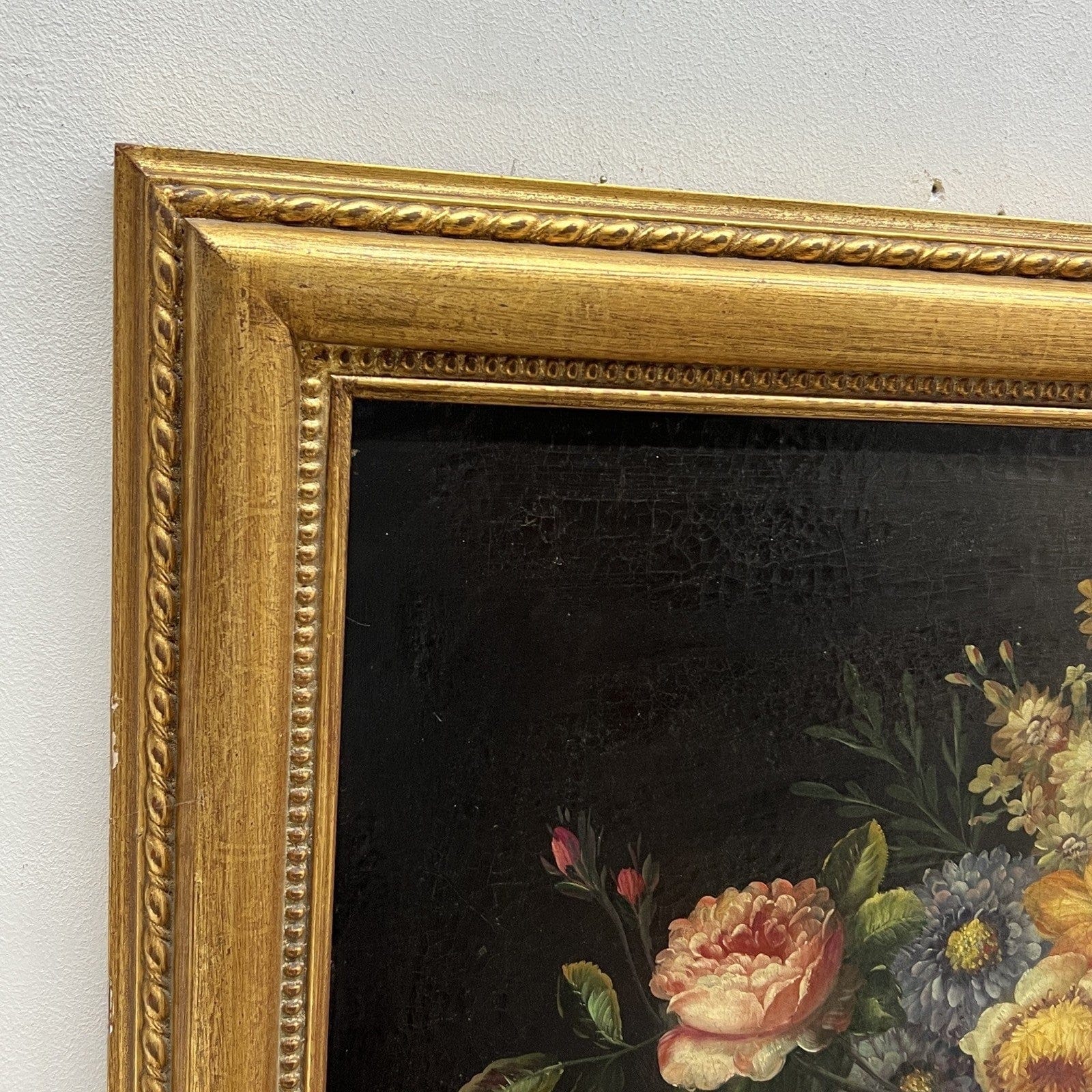Quadro dipinto a olio su Tela 900 Stile Antico Natura Morta Fiori cornice oro Categoria  Quadri