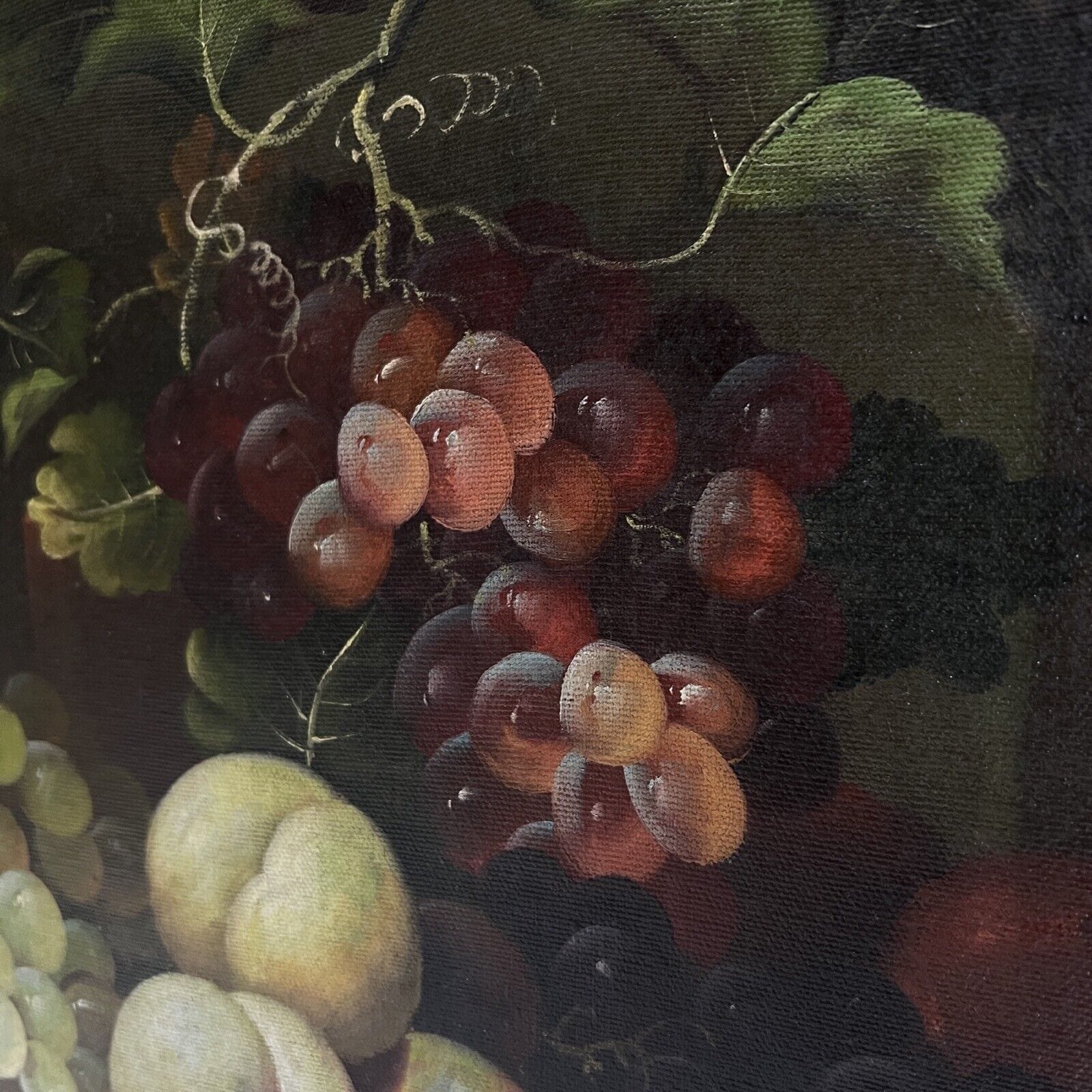 Quadro Artistico Con Cornice Barocca - Dipinto A Olio Stile Fiori E Uva, 70x90 Cm, Made In Italy - Foto 6